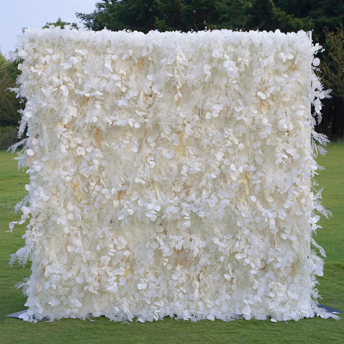 Pampas：5D Grey Pampas Grass Fabric Artificial rolling up curtain flower wall Free Shipping