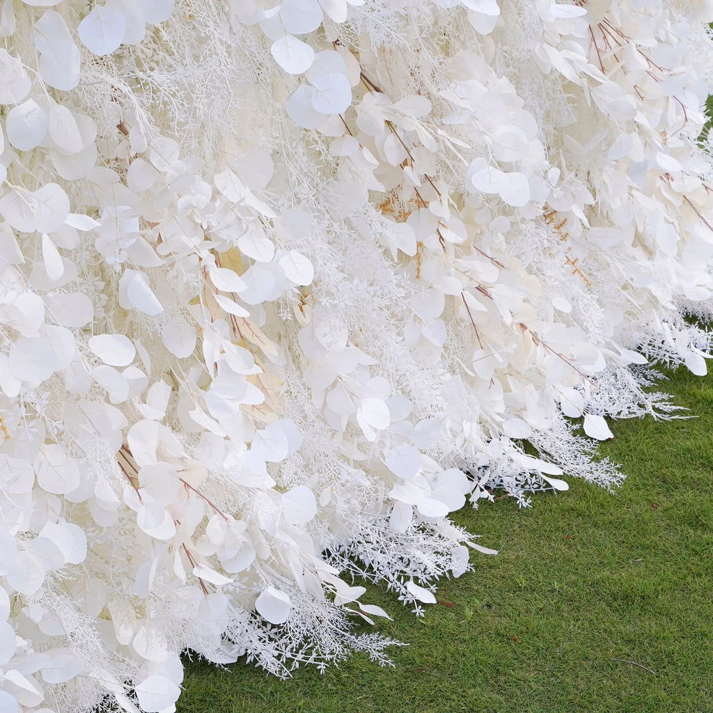 Pampas：5D Grey Pampas Grass Fabric Artificial rolling up curtain flower wall Free Shipping
