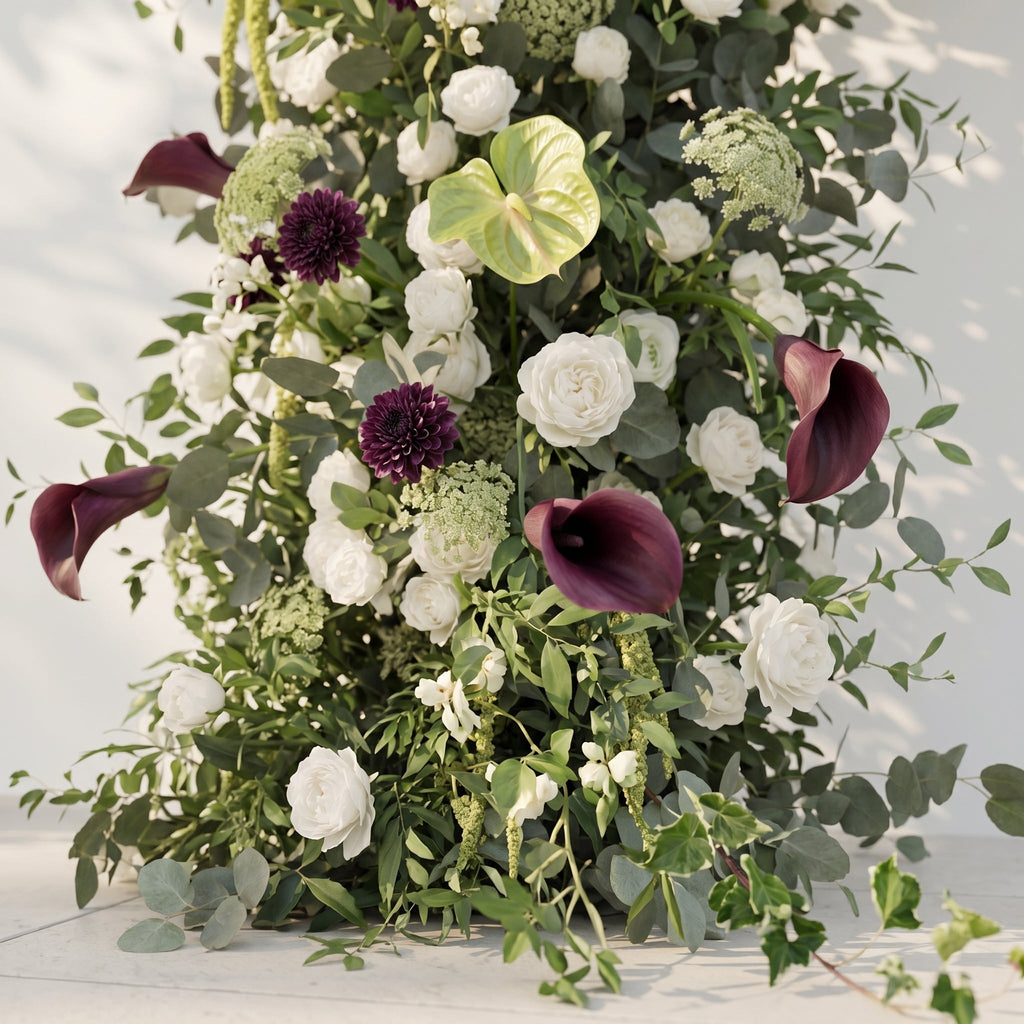 Peria: 2026 Luxury Sage Green and White Roses Flower arch with Callas for Weddings & Events & Events Decor Incuding Frame | Wedding Floral Decor