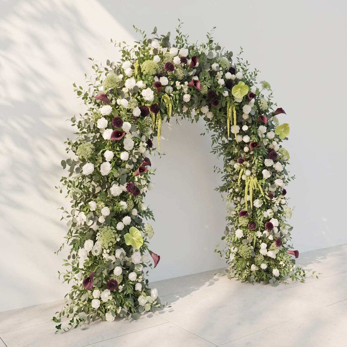 Peria: 2026 Luxury Sage Green and White Roses Flower arch with Callas for Weddings & Events & Events Decor Incuding Frame | Wedding Floral Decor