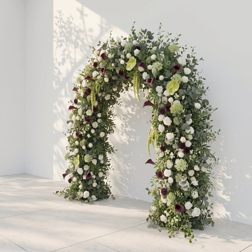 Peria: 2026 Luxury Sage Green and White Roses Flower arch with Callas for Weddings & Events & Events Decor Incuding Frame | Wedding Floral Decor