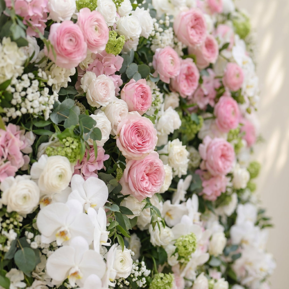 Pervia:5D Blush Pink & Ivory White Silk Rose Flower Wall Roll-Up Fabric Backdrop for Romantic Weddings & Proposals Free Shipping