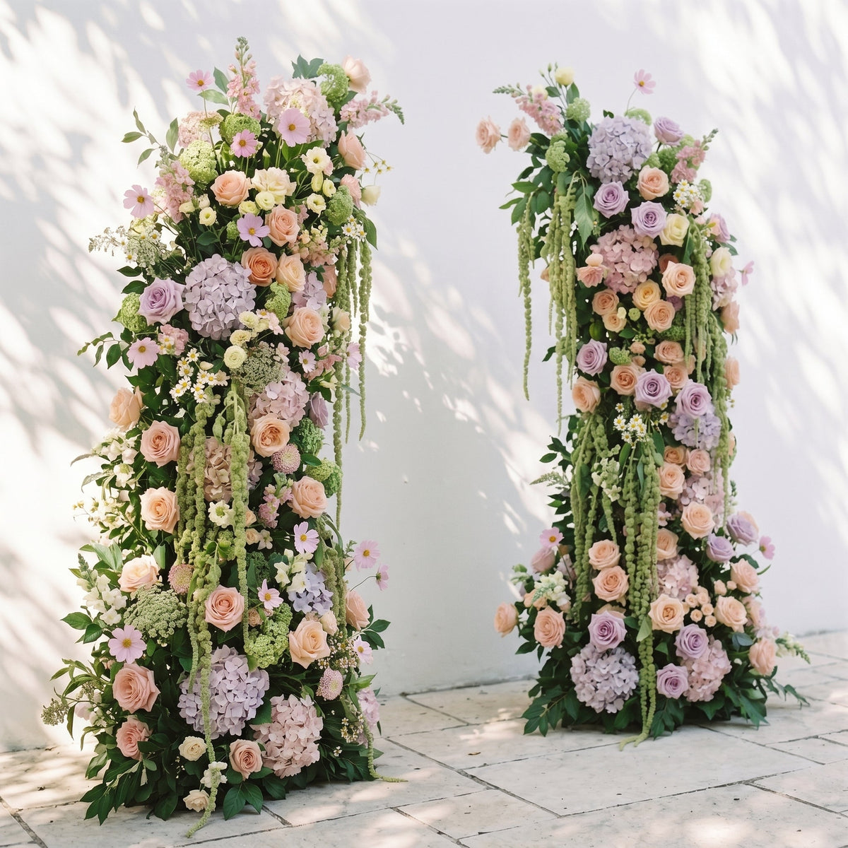 Aurlisse: Luxury Fresh Green & Ivory Wildflower Ground Arch Arrangement for Elegant Garden Weddings & Natural-Inspired Event Decor | Elegant Event Floral Design