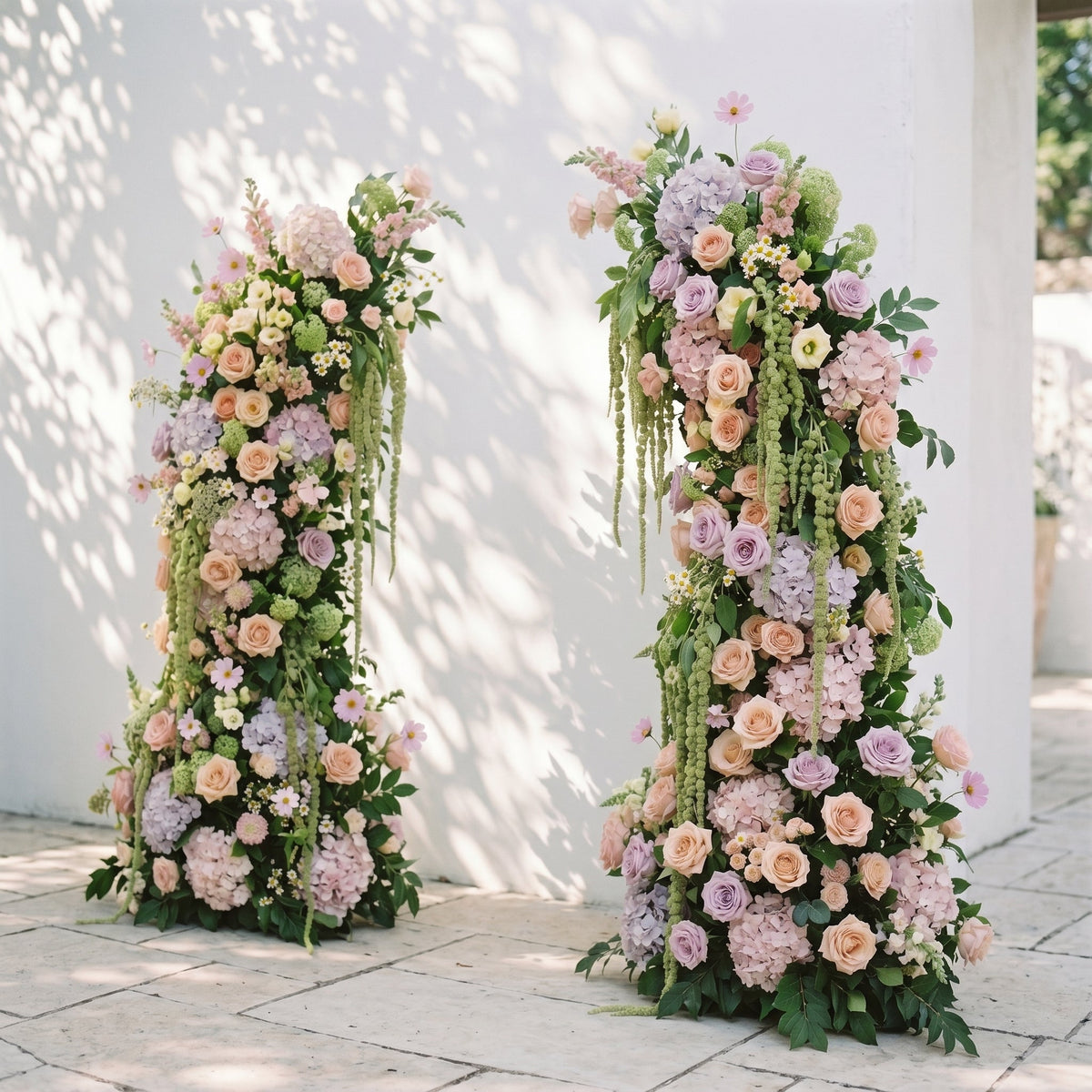 Aurlisse: Luxury Fresh Green & Ivory Wildflower Ground Arch Arrangement for Elegant Garden Weddings & Natural-Inspired Event Decor | Elegant Event Floral Design