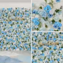 Uflower Blue White Rose Peony Hydrangea Silk Artificial Flower Wall Party Props Custom Wedding Backdrop Decor Window Display
