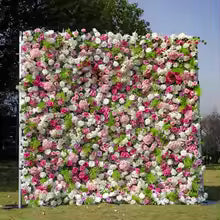 Rose Peony hydrangea Rolling Up Cloth Curtain Luxuy Flower Wall Event Party Wedding Backdrop Decor Milan Turf Fabric Plant Wall