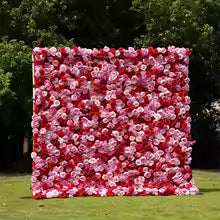 Rose Peony hydrangea Rolling Up Cloth Curtain Luxuy Flower Wall Event Party Wedding Backdrop Decor Milan Turf Fabric Plant Wall