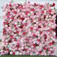 Uflower Royal 3D Deluxe Edition Rose Red Rose Yellow Hydrangea Wedding Background Mixed Flower Wall Peony Fabric Party Decor