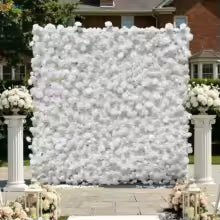 Outdoor Artificial Flower Wedding Backdrop Wall Luxury Corlorful Roses Green Plants Flora Wall for Wedding Birthday Party Decor