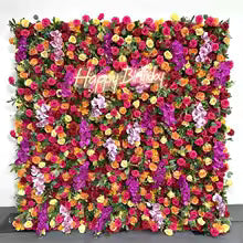 Uflower Royal 3D Deluxe Edition Rose Red Rose Yellow Hydrangea Wedding Background Mixed Flower Wall Peony Fabric Party Decor