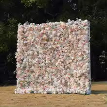 Rose Peony hydrangea Rolling Up Cloth Curtain Luxuy Flower Wall Event Party Wedding Backdrop Decor Milan Turf Fabric Plant Wall