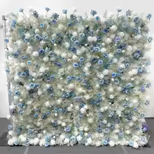 Rose Peony hydrangea Rolling Up Cloth Curtain Luxuy Flower Wall Event Party Wedding Backdrop Decor Milan Turf Fabric Plant Wall
