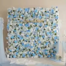 Uflower Blue White Rose Peony Hydrangea Silk Artificial Flower Wall Party Props Custom Wedding Backdrop Decor Window Display