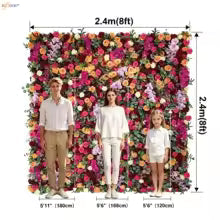 Outdoor Artificial Flower Wedding Backdrop Wall Luxury Corlorful Roses Green Plants Flora Wall for Wedding Birthday Party Decor