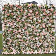Uflower Royal 3D Deluxe Edition Rose Red Rose Yellow Hydrangea Wedding Background Mixed Flower Wall Peony Fabric Party Decor