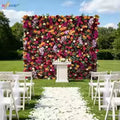 Outdoor Artificial Flower Wedding Backdrop Wall Luxury Corlorful Roses Green Plants Flora Wall for Wedding Birthday Party Decor