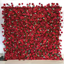 Uflower Royal 3D Deluxe Edition Rose Red Rose Yellow Hydrangea Wedding Background Mixed Flower Wall Peony Fabric Party Decor