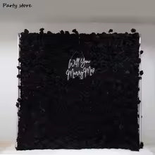 5D Black Rose Artificial Flower Wall Rose Fabric Floral Wall Outdoor Wedding Backdrop Decoration Party Event Birthday Props