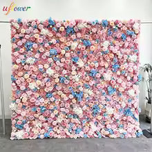 Outdoor Artificial Flower Wedding Backdrop Wall Luxury Corlorful Roses Green Plants Flora Wall for Wedding Birthday Party Decor