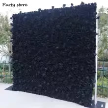5D Black Rose Artificial Flower Wall Rose Fabric Floral Wall Outdoor Wedding Backdrop Decoration Party Event Birthday Props