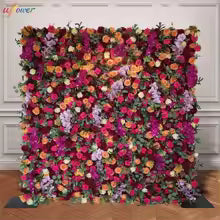 Outdoor Artificial Flower Wedding Backdrop Wall Luxury Corlorful Roses Green Plants Flora Wall for Wedding Birthday Party Decor
