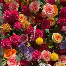 Uflower Royal 3D Deluxe Edition Rose Red Rose Yellow Hydrangea Wedding Background Mixed Flower Wall Peony Fabric Party Decor
