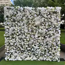 Rose Peony hydrangea Rolling Up Cloth Curtain Luxuy Flower Wall Event Party Wedding Backdrop Decor Milan Turf Fabric Plant Wall