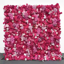 Rose Peony hydrangea Rolling Up Cloth Curtain Luxuy Flower Wall Event Party Wedding Backdrop Decor Milan Turf Fabric Plant Wall