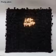 5D Black Rose Artificial Flower Wall Rose Fabric Floral Wall Outdoor Wedding Backdrop Decoration Party Event Birthday Props