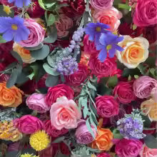 Uflower Royal 3D Deluxe Edition Rose Red Rose Yellow Hydrangea Wedding Background Mixed Flower Wall Peony Fabric Party Decor