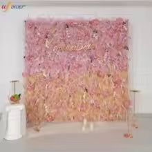 Uflower Wedding Backdrop Decor Reed Pampas Grass Pink Feather Cloth Artificial Flower Wall Fabric Plant Wall Party Layout Props