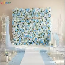 Uflower Blue White Rose Peony Hydrangea Silk Artificial Flower Wall Party Props Custom Wedding Backdrop Decor Window Display