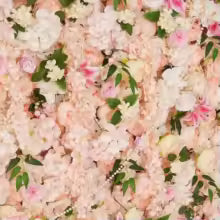 Uflower Pink Rose Peony Orchid Rolling Up Cloth Curtain Flower Wall Event Party Wedding Backdrop Decor Milan Turf Fabric Wall