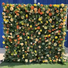 Uflower Royal 3D Deluxe Edition Rose Red Rose Yellow Hydrangea Wedding Background Mixed Flower Wall Peony Fabric Party Decor