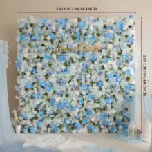 Uflower Blue White Rose Peony Hydrangea Silk Artificial Flower Wall Party Props Custom Wedding Backdrop Decor Window Display
