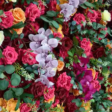 Outdoor Artificial Flower Wedding Backdrop Wall Luxury Corlorful Roses Green Plants Flora Wall for Wedding Birthday Party Decor