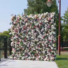 Rose Peony hydrangea Rolling Up Cloth Curtain Luxuy Flower Wall Event Party Wedding Backdrop Decor Milan Turf Fabric Plant Wall