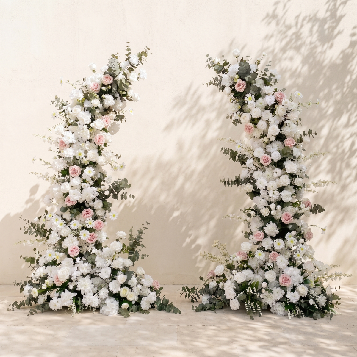 Selelle:Luxury Classic White and Pink Flower Arch with Greenery for Weddings&Event Decor Including Frame selelle front