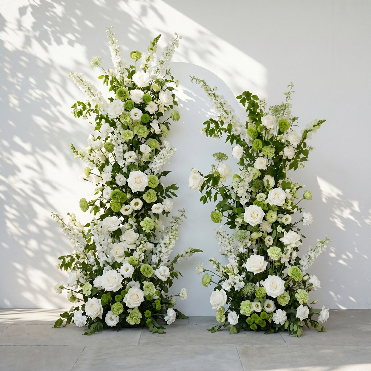 Odelia: White Green Rose Calla Lily Wedding Background Arch (Flowers Only - Frame Not Included) + Clam Long strip flower Runner | Ceremony & Event Decor