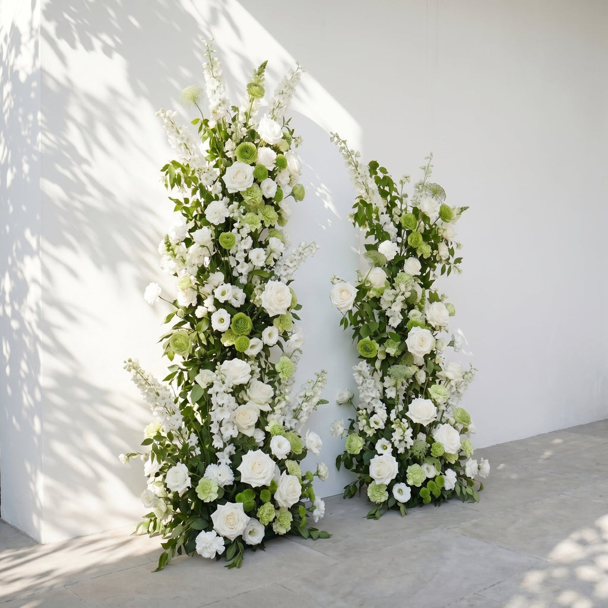 Odelia: White Green Rose Calla Lily Wedding Background Arch (Flowers Only - Frame Not Included) + Clam Long strip flower Runner | Ceremony & Event Decor