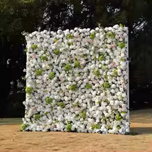 Rose Peony hydrangea Rolling Up Cloth Curtain Luxuy Flower Wall Event Party Wedding Backdrop Decor Milan Turf Fabric Plant Wall
