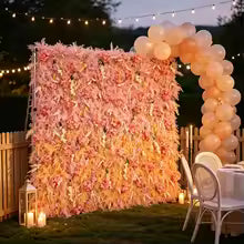 Uflower Wedding Backdrop Decor Reed Pampas Grass Pink Feather Cloth Artificial Flower Wall Fabric Plant Wall Party Layout Props