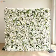 Outdoor Artificial Flower Wedding Backdrop Wall Luxury Corlorful Roses Green Plants Flora Wall for Wedding Birthday Party Decor