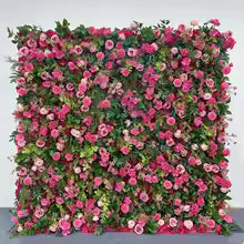 Rose Peony hydrangea Rolling Up Cloth Curtain Luxuy Flower Wall Event Party Wedding Backdrop Decor Milan Turf Fabric Plant Wall