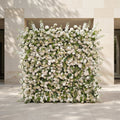 Sirenbelle:Luxury 5D Cream & Ivory Silk Floral Wall Roll-Up Backdrop for Timeless Elegant Weddings Free Shipping