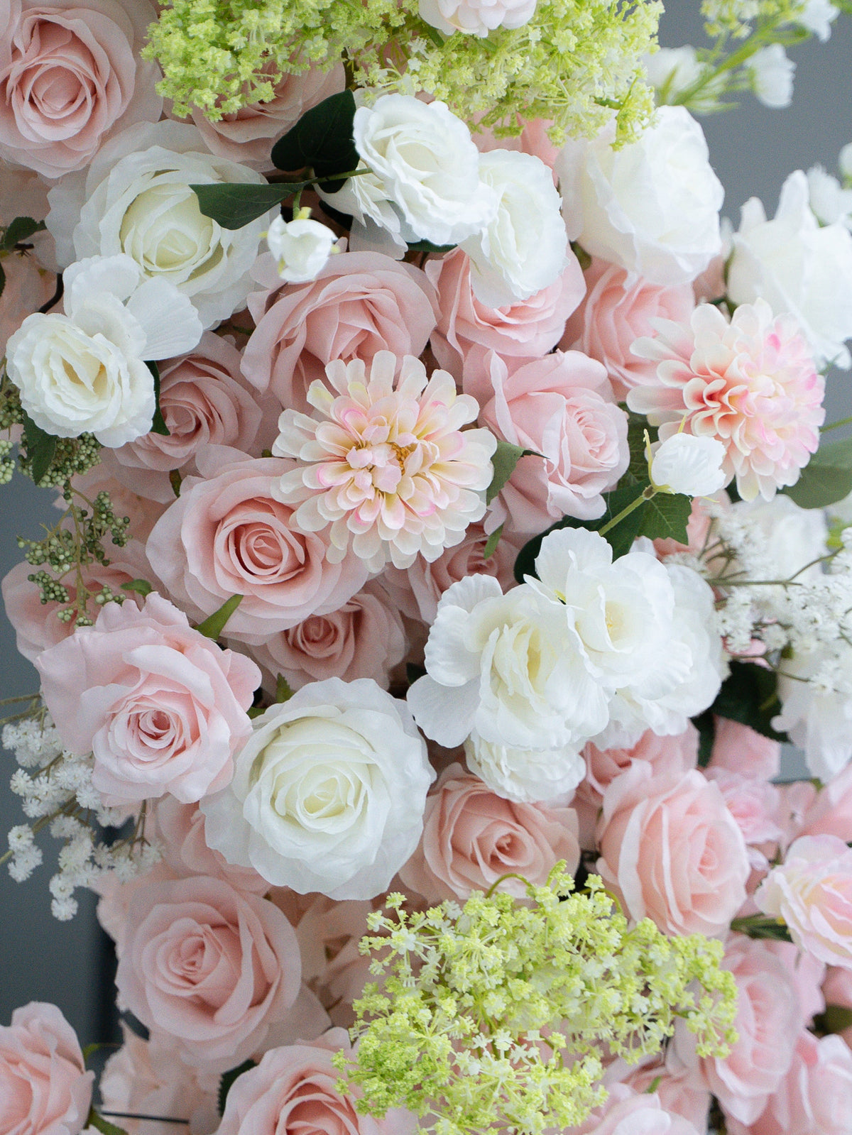 Sorelia: Luxury Blush Pink, Ivory White & Soft Sorelia Silk Floral Ground Horn Arch Arrangement with Lush Cascading Greenery for Romantic Minimalist Weddings & Garden Event Decor Frame Included