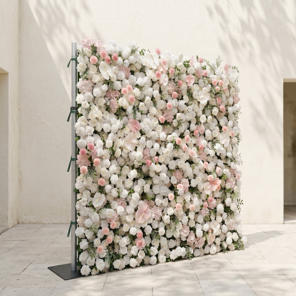Sorelmora:5D Blush Pink & Ivory White Silk Rose Flower Wall Roll-Up Fabric Backdrop for Romantic Weddings & Proposals Free Shipping