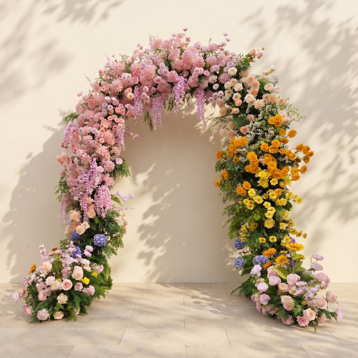 Tallora: Luxury Colorful Flower Arch with Greenery Weddings&Event Decor Including Frame and 2 Aisle Flower sets tallora front