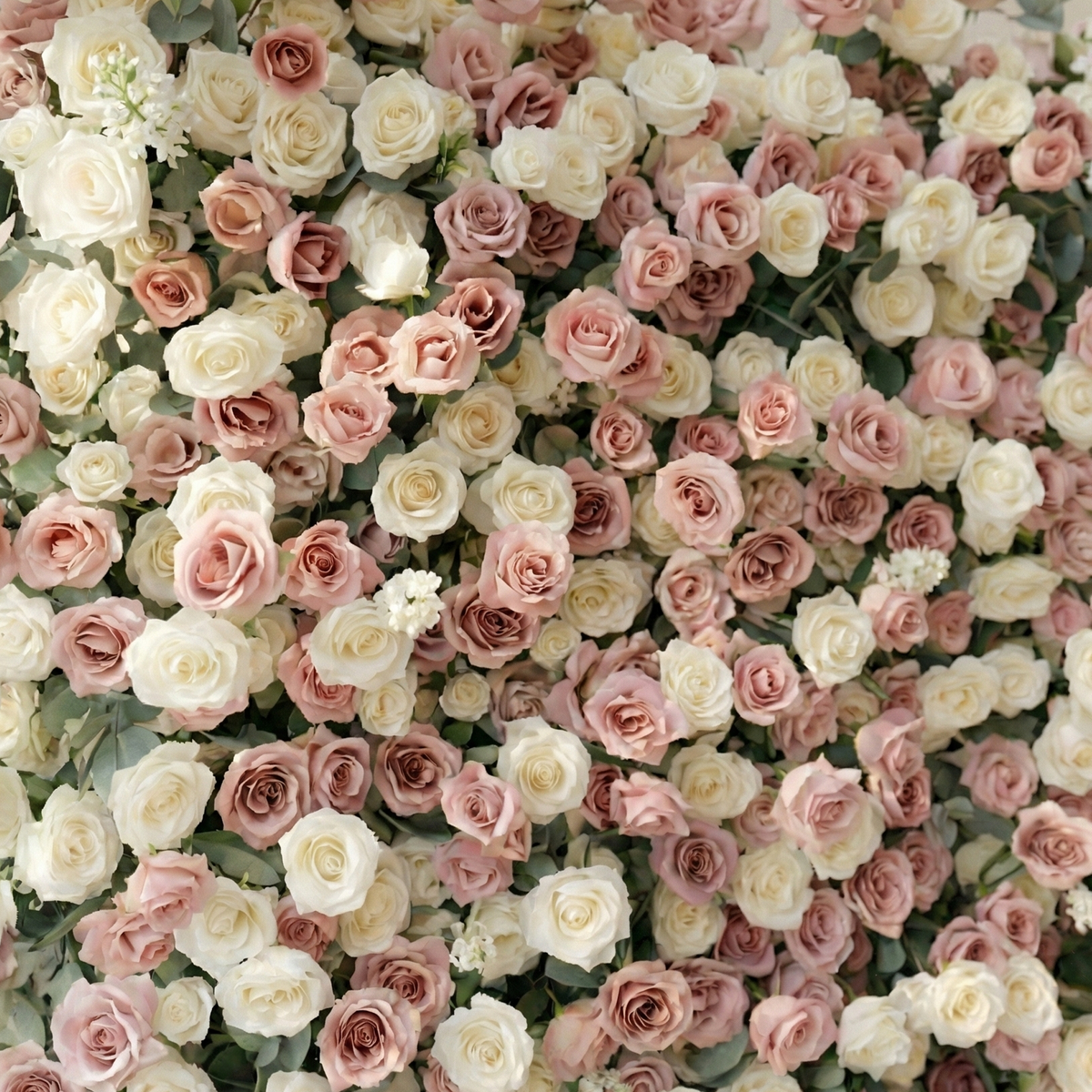 Thaliah: 5D Elegant Dusty Rose & Cream Silk Rose Flower Wall Roll-Up Fabric Backdrop for Luxury Weddings & Events Free Shipping