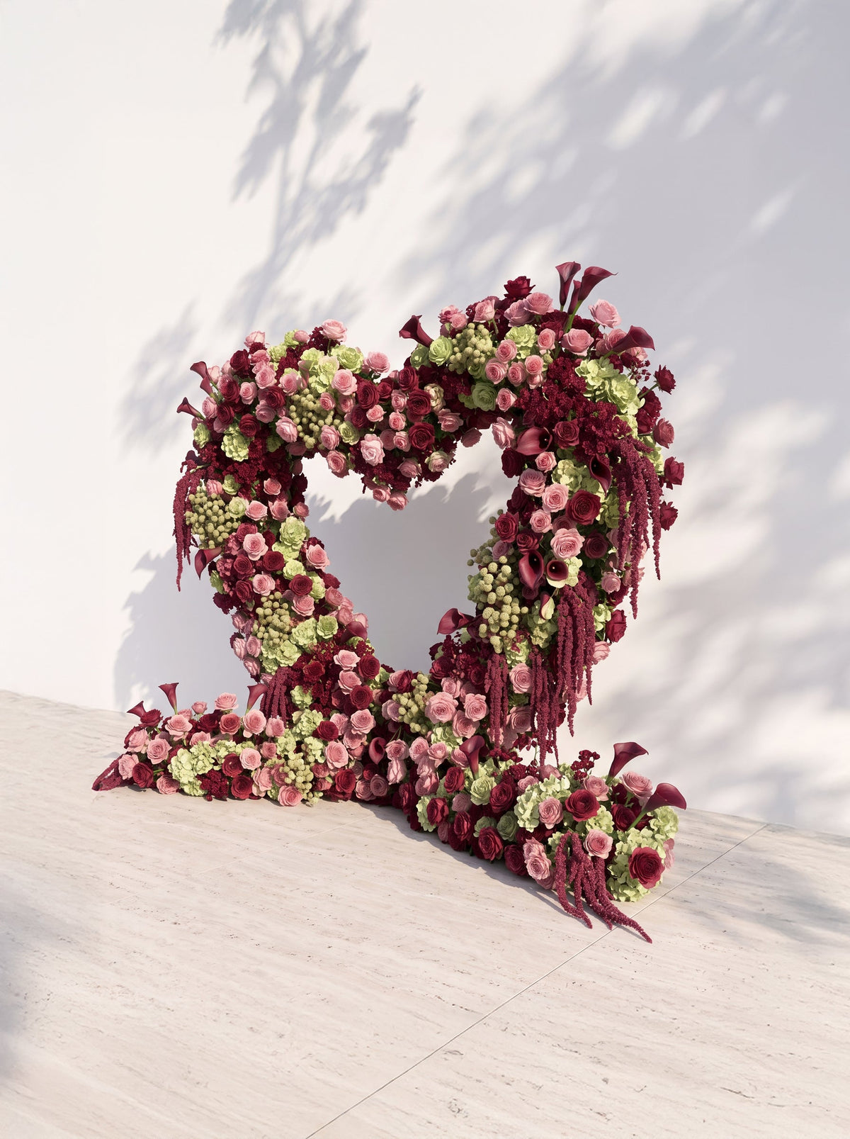 Valie:  Heart-Shaped Floral Arch for Elegant Garden Wedding & Proposal Party — right view